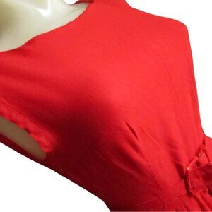 sz 4 Vtg Carol Brent Red Sleeveless Fit & Flare Belted Dress Back Zipper 1960's